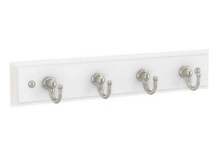 Home Decorators 9" 4 Hook Key Rail Tidy White & Satin Nickel Finish Home Decorators 9" 4 Hook Key Rail Tidy White & Satin Nickel Finish
