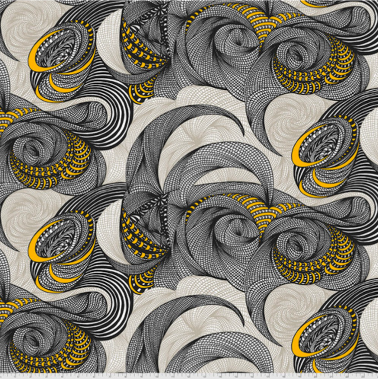 Adrienne Leban BioGeo 2 Frolicking Fronds Yellow Fabric By The Yard