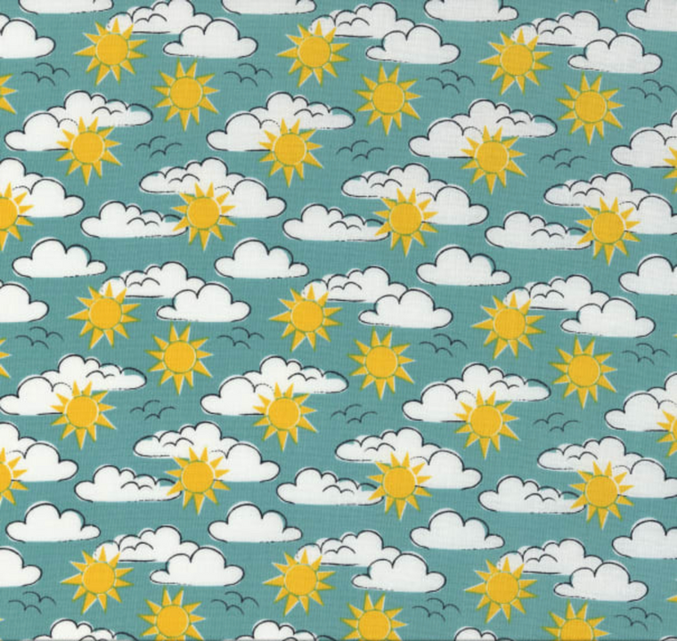 Maude Asbury Wanderlust Soak Up The Sun Aqua Fabric By Yd Maude Asbury Wanderlust Soak Up The Sun Aqua Fabric By Yd