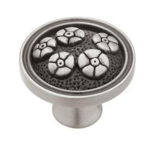 PBF390Y-BSP Brushed Satin Pewter Forget Me Not Drawer Cabinet Knob Pull