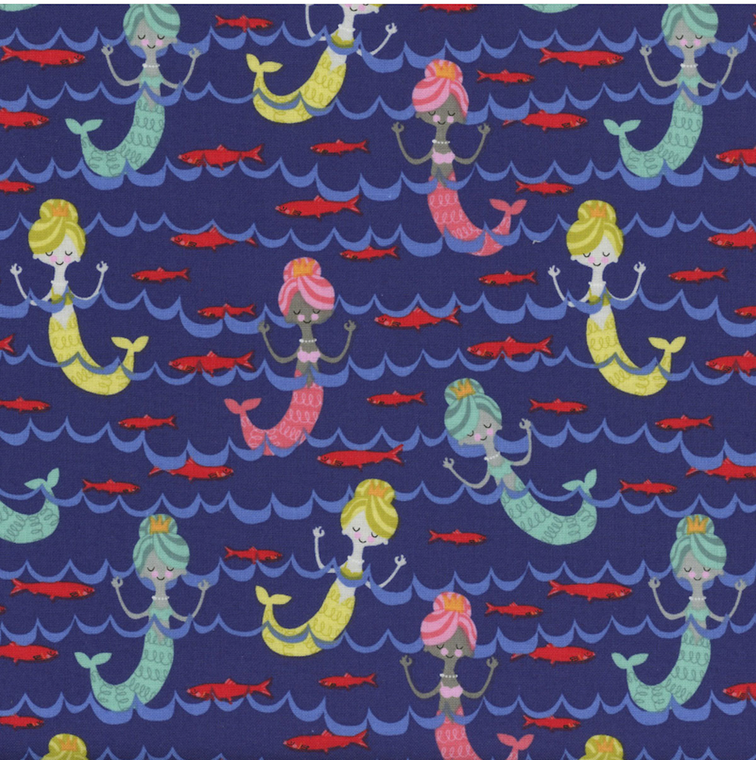 Blank Quilting Commotion in the Ocean Mermaid Navy Fabric By The Yard Blank Quilting Commotion in the Ocean Mermaid Navy Fabric By The Yard