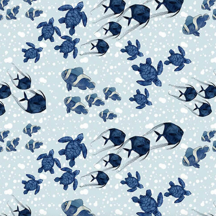 Blank Quilting Seaside Serenity Fish Lt. Blue Fabric By The Yard Blank Quilting Seaside Serenity Fish Lt. Blue Fabric By The Yard