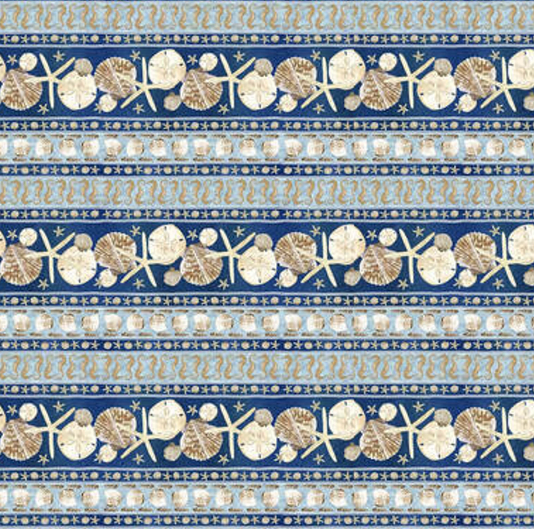 Blank Quilting Seaside Serenity Sea Life Stripe Fabric By The Yard Blank Quilting Seaside Serenity Sea Life Stripe Fabric By The Yard