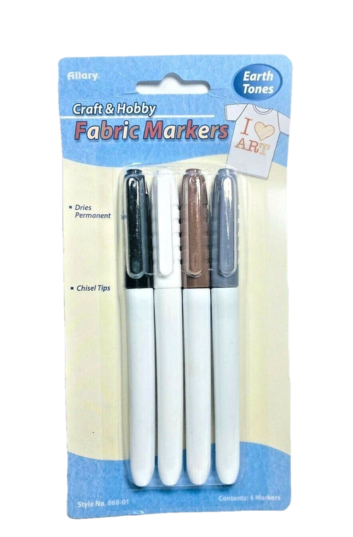 Allary Craft & Hobby Permanent Fabric Markers Earth Tones 4 Pack Allary Craft & Hobby Permanent Fabric Markers Earth Tones 4 Pack