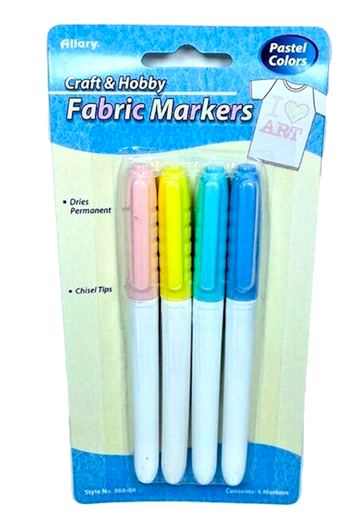 Allary Craft & Hobby Permanent Fabric Markers Pastels 4 Pack