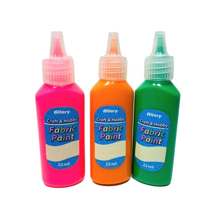 Allary Craft & Hobby Fabric Paint Neon Colors 3 Pack
