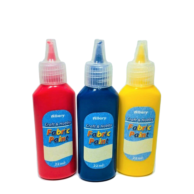 Allary Craft & Hobby Fabric Paint Primary Colors 3 Pack