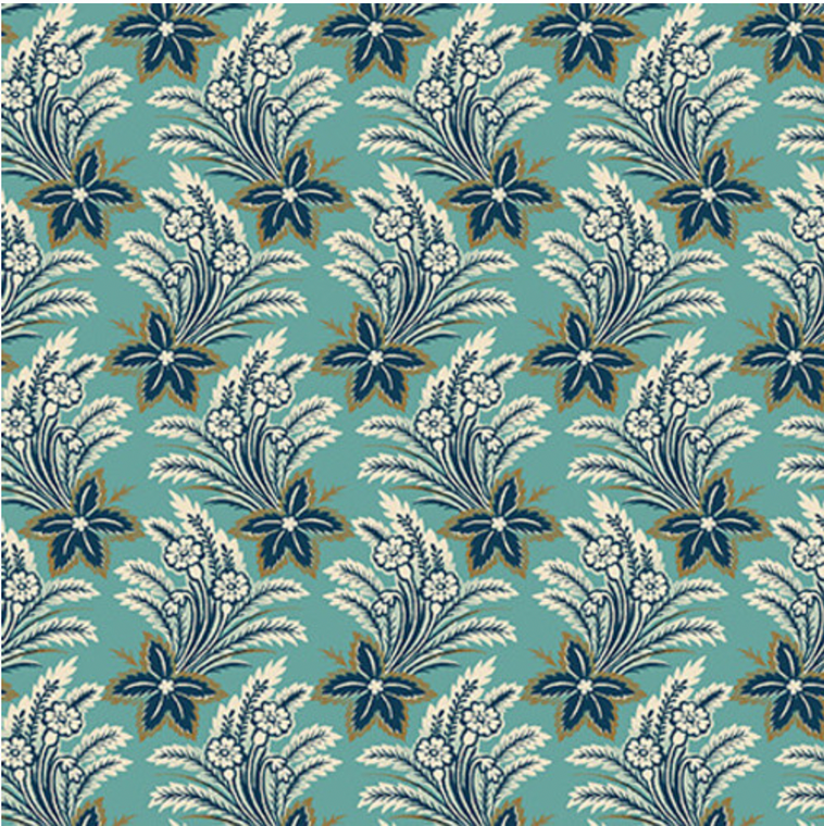 Henry Glass Lille Swaying Flowers Lt Teal Fabric By The Yard Henry Glass Lille Swaying Flowers Lt Teal Fabric By The Yard
