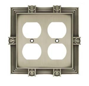 64458 Pineapple Double Duplex Outlet Satin Pewter Cover Plate