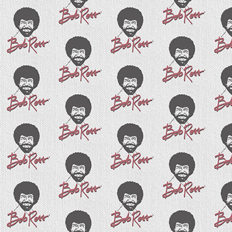 Studio E Bob Ross Joy of Painting Bob Ross Signature Gray Fabric by The Yard