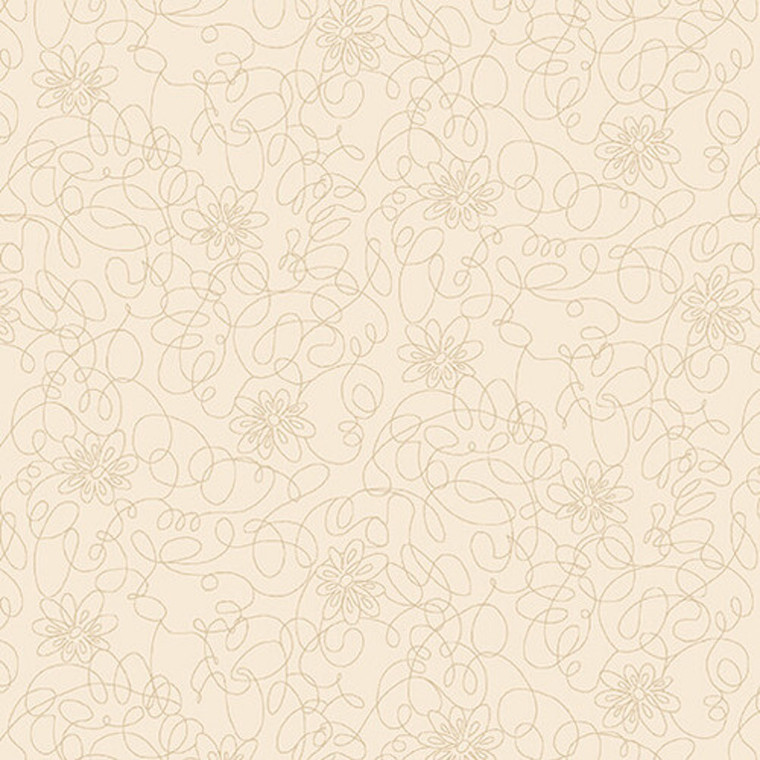 Studio E Cream & Sugar X Scribble Flowers Beige Cotton Fabric By Yard
