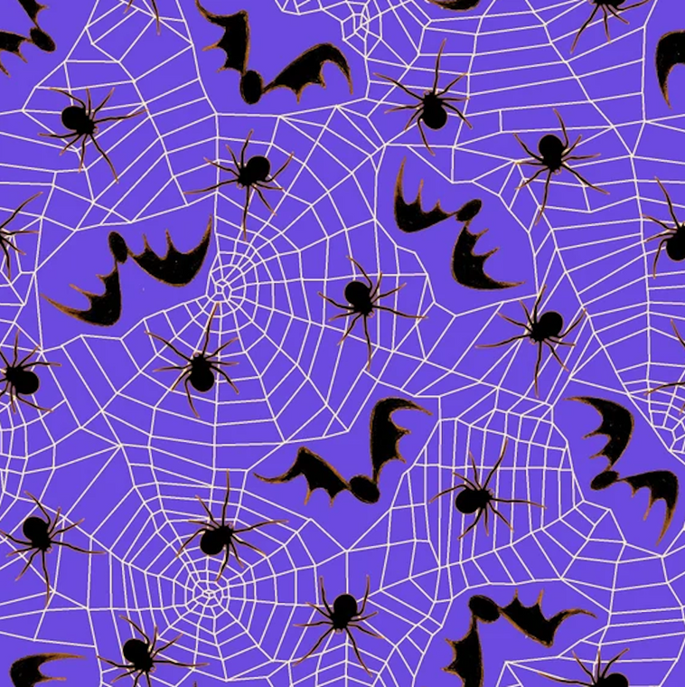 Blank Quilting Witchful Thinking Spiders & Spiderwebs Purple Fabric By The Yard Blank Quilting Witchful Thinking Spiders & Spiderwebs Purple Fabric By The Yard