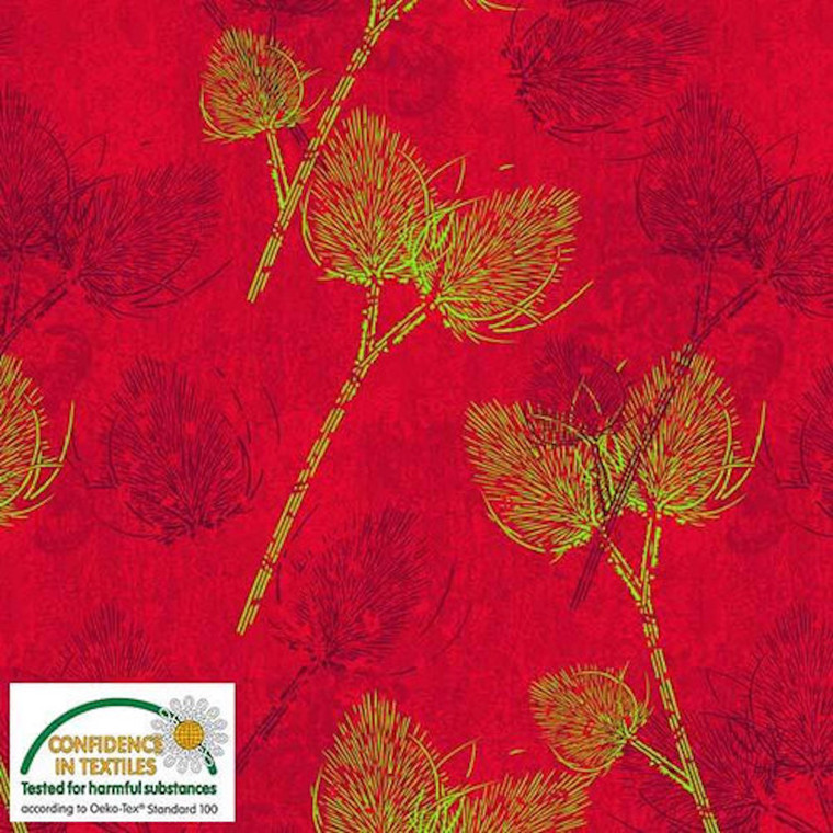 Stof Colour Way Whisp Flowers Red & Gold Cotton Fabric By The Yard Stof Colour Way Whisp Flowers Red & Gold Cotton Fabric By The Yard