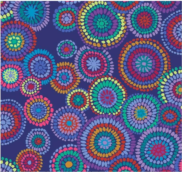 Free Spirit Kaffe Fassett Mosaic Circles Blue Fabric By The Yard