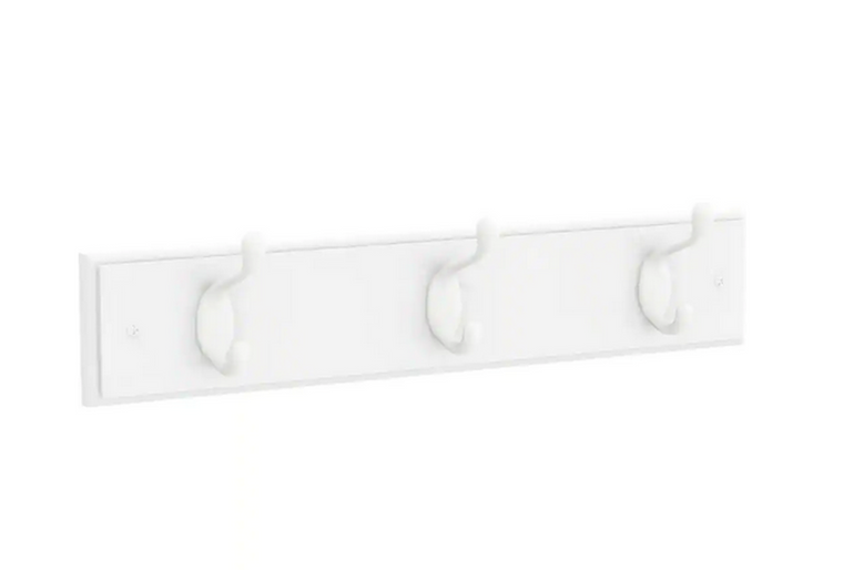 Home Decorators R44451H-PWW 18" Hook Rail Pure White w/ 3 White Hooks Home Decorators R44451H-PWW 18" Hook Rail Pure White w/ 3 White Hooks