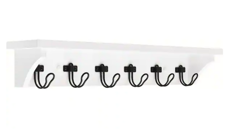 Liberty R38583-PFB 27" Industrial Farmhouse Hook Rail White & Matte Black Finish