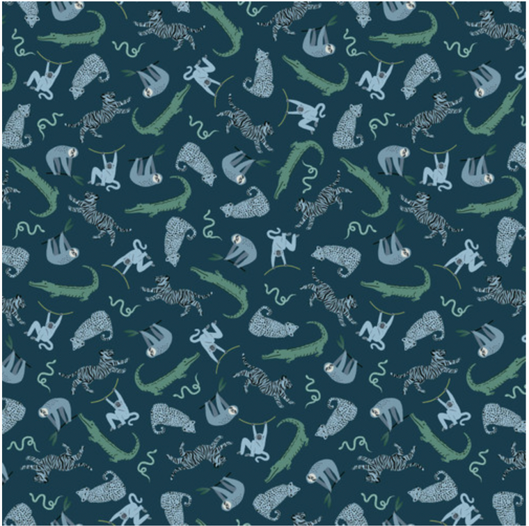 Studio E Earth Day Every Day Tossed Animals Dk Peacock Fabric By The Yard