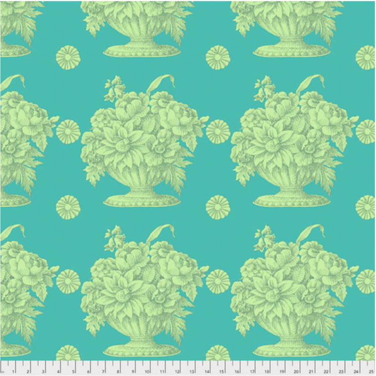 Free Spirit Kaffe Fassett Stone Flower Turquoise Fabric By The Yard Free Spirit Kaffe Fassett Stone Flower Turquoise Fabric By The Yard