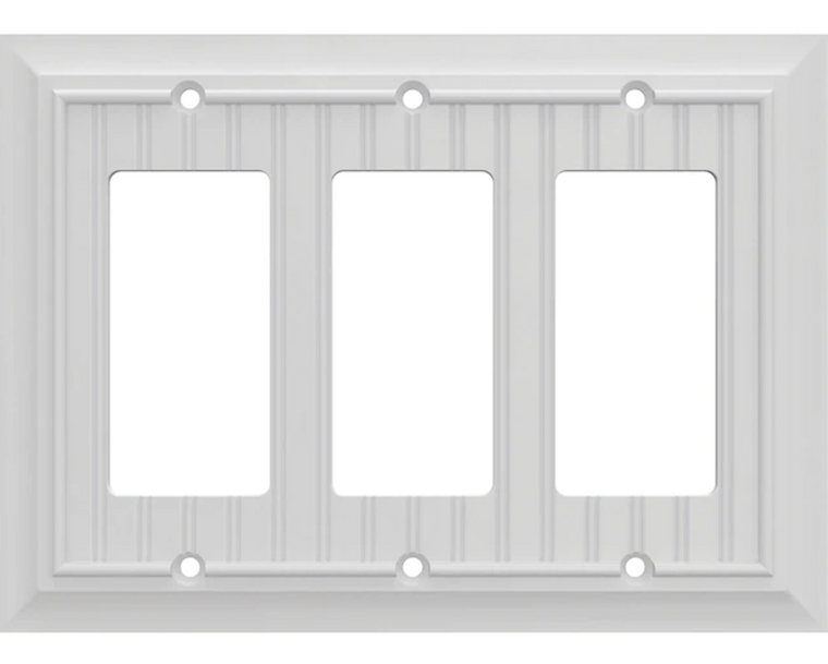 Brainerd W37239-PW Pure White Beadboard Triple GFCI Wall Cover Plate