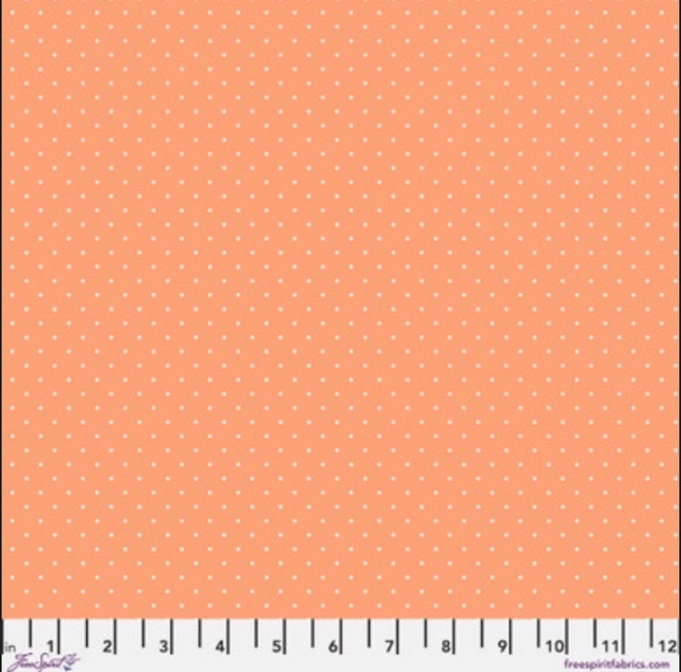 Free Spirit Tula Pink Tiny Dots Peachy Cotton Fabric By The Yard