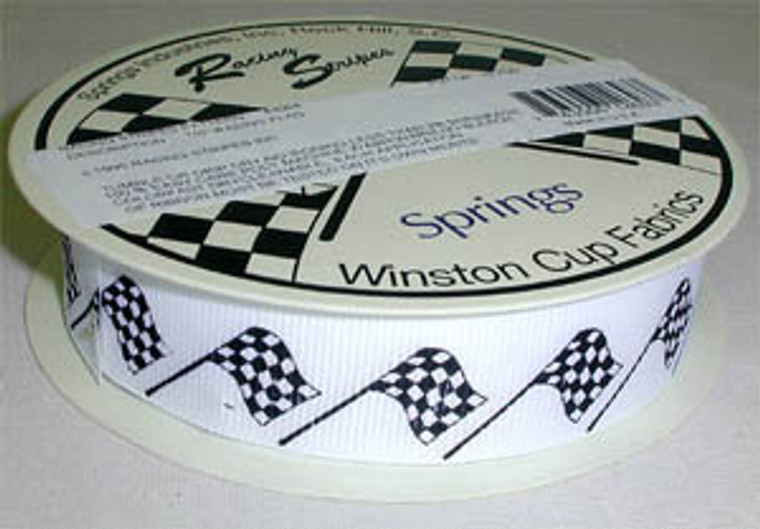 Racing Flag Fabric Grosgrain Ribbon 7/8" Wide  10 Yards