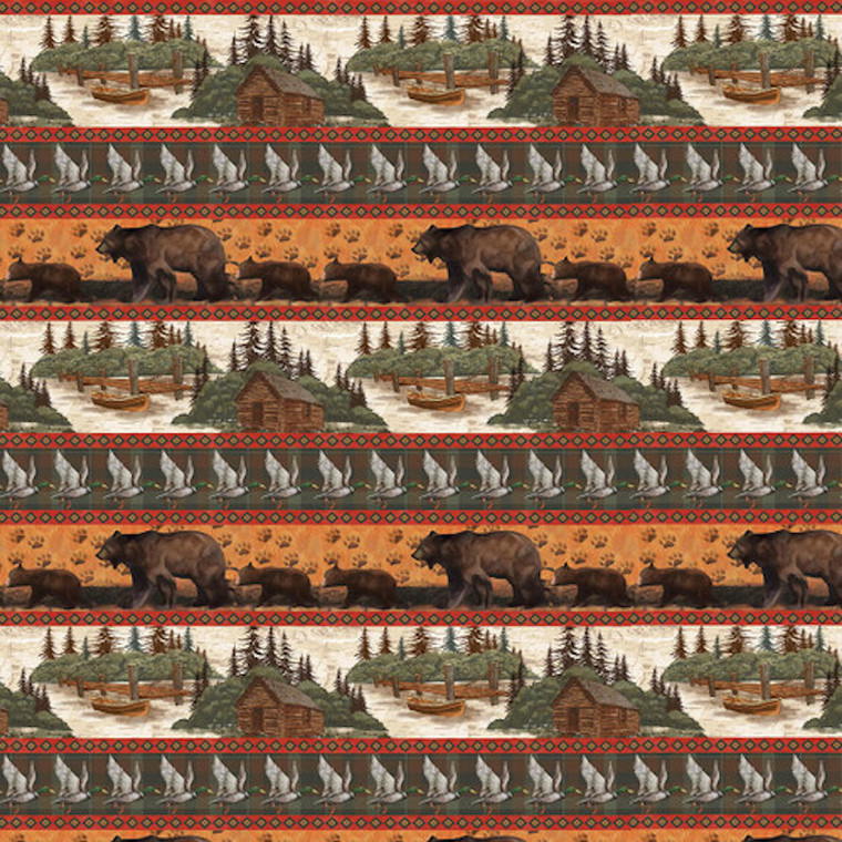 Blank Quilting Wilderness Trail Wilderness Stripe Brown Cotton Fabric By The Yard