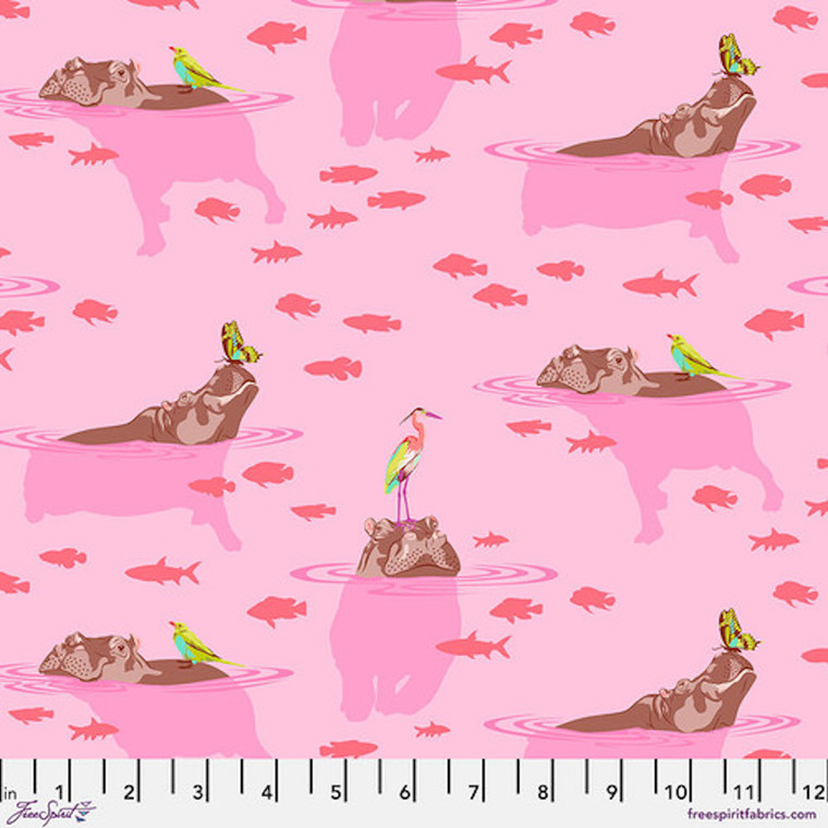 Free Spirit Tula Pink Everglow My Hippos Don't Lie Nova Fabric By The Yard