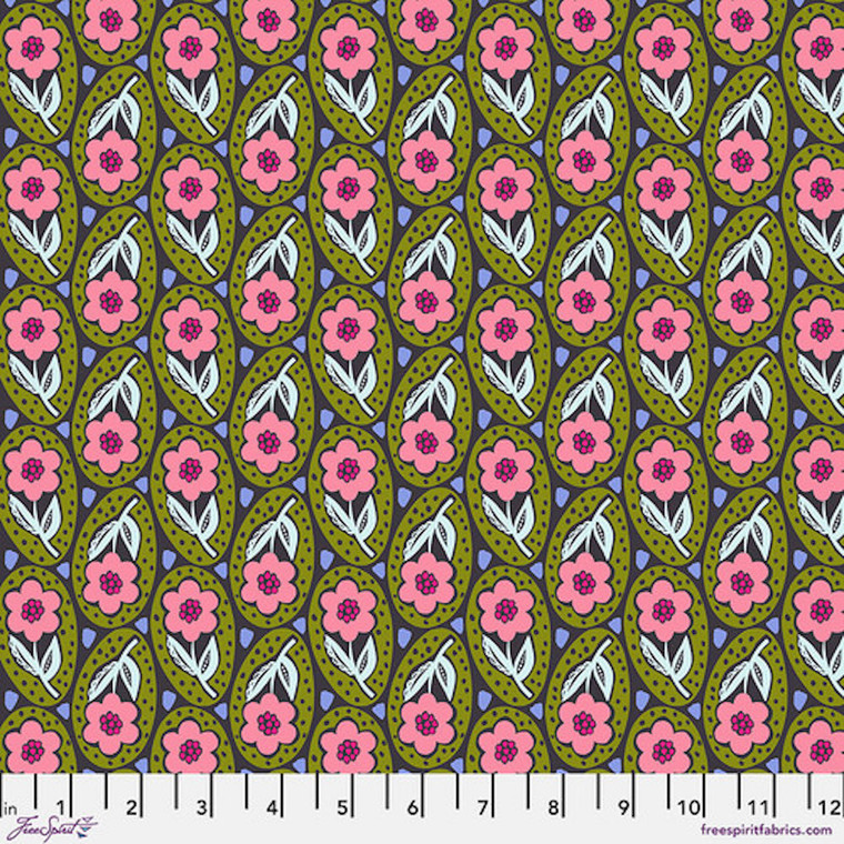 Free Spirit Anna Maria Horner Brave Giggle Olive Cotton Fabric By The Yard