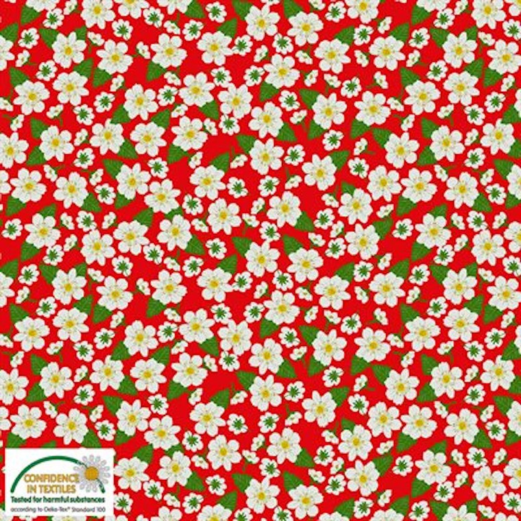 Stof Summer Berries Small Floral Pink Cotton Fabric By The Yard Stof Summer Berries Small Floral Pink Cotton Fabric By The Yard
