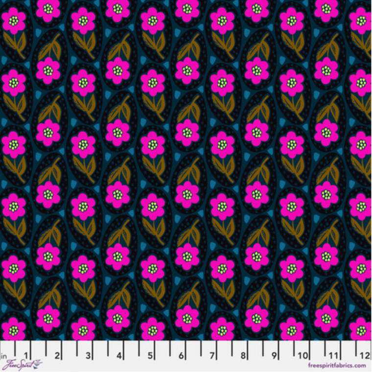 Free Spirit Anna Maria Horner Brave Giggle Indigo Cotton Fabric By The Yard