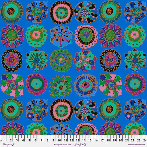 Free Spirit Kaffe Fassett Carpet Cookies Blue Cotton Fabric By The Yard