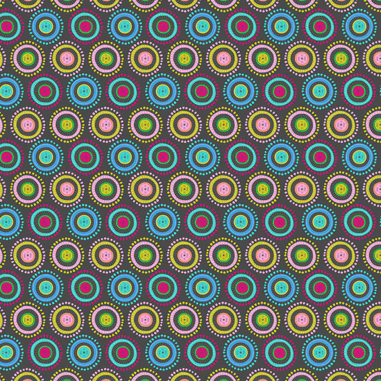 Blank Quilting Handmade With Love Pin  Circles Charcoal Cotton Fabric By The Yard Blank Quilting Handmade With Love Pin  Circles Charcoal Cotton Fabric By The Yard