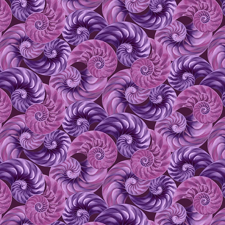 Blank Quilting Natural Beauties Seashell Purple Cotton Fabric By The Yard Blank Quilting Natural Beauties Seashell Purple Cotton Fabric By The Yard