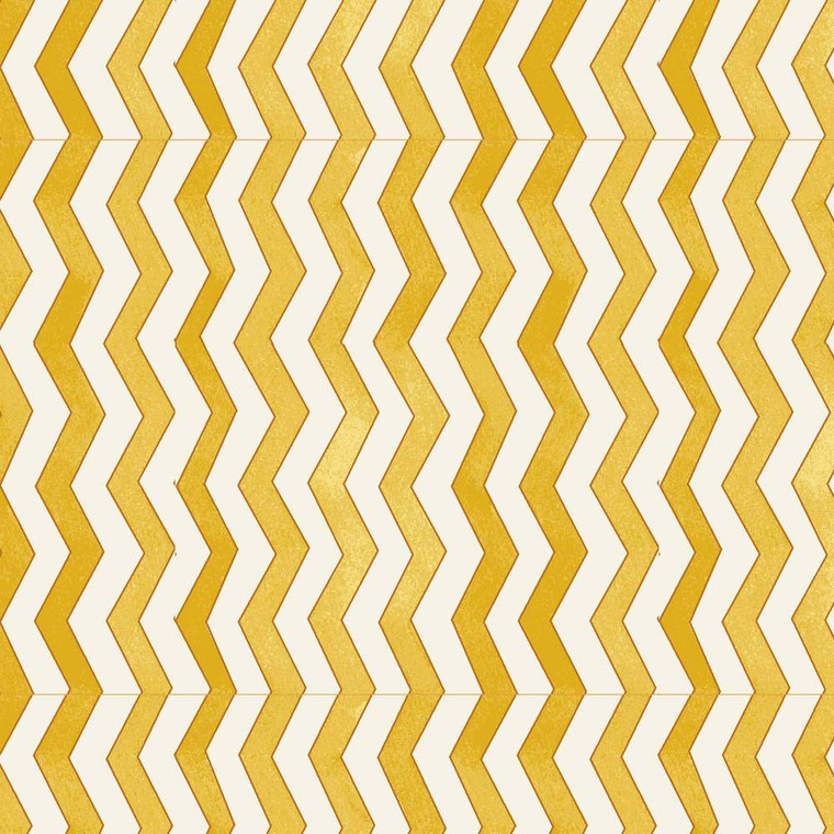 Henry Glass Autumn Elegance Metallic Zigzag Line Gold Fabric By The Yard