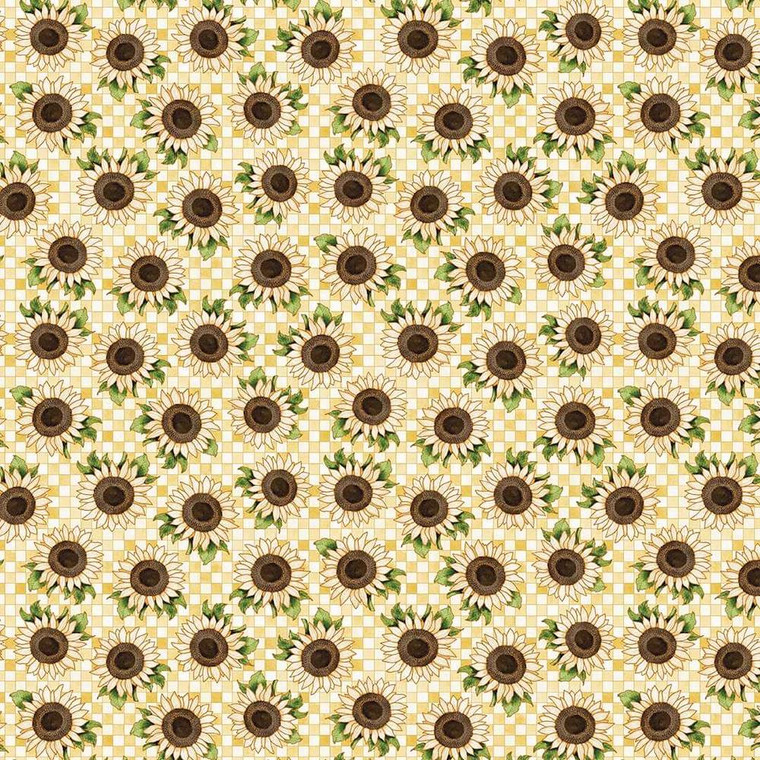 Henry Glass Autumn Elegance Metallic Sm Sunflower Gold Fabric By The Yard