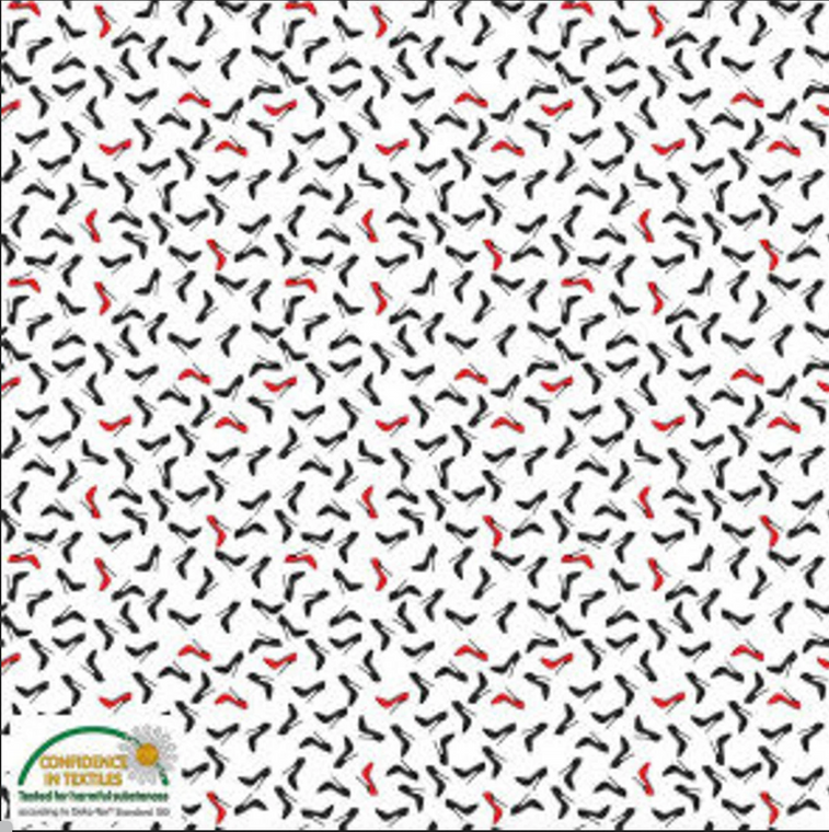 Stof European Quilting Best Bits High Heel Shoes White Cotton Fabric By The Yard
