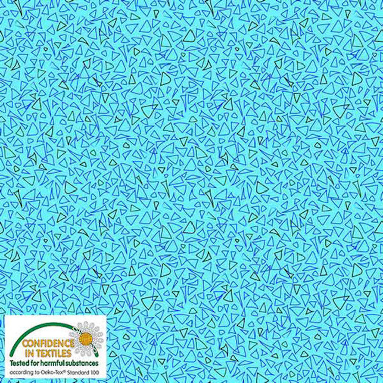 Stof European Quilting Best Bits Triangles Blue Cotton Fabric By The Yard