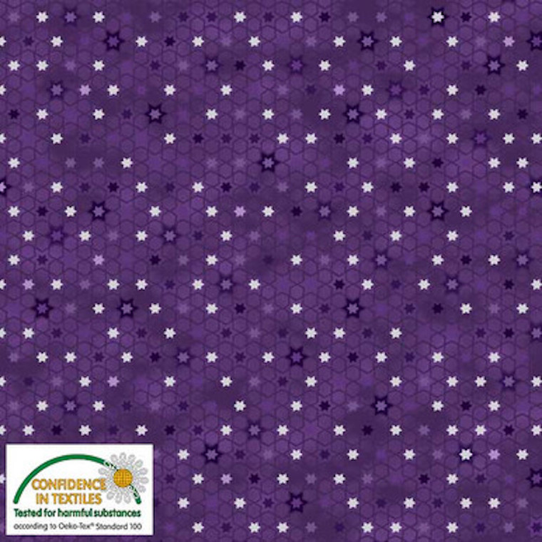 Stof Star Sprinkle Star Mosaic Lilac Silver Cotton Fabric By The Yard