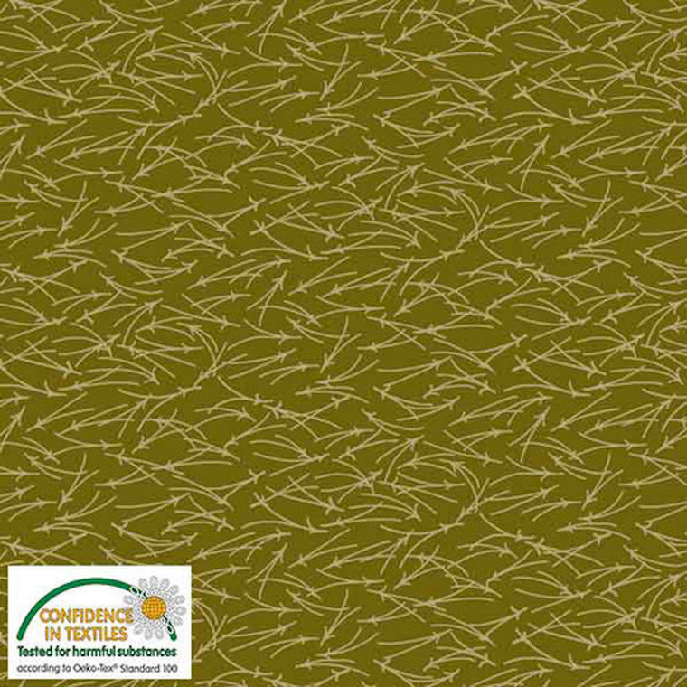 Stof Quilters Combination Lines Olive Cotton Fabric By The Yard