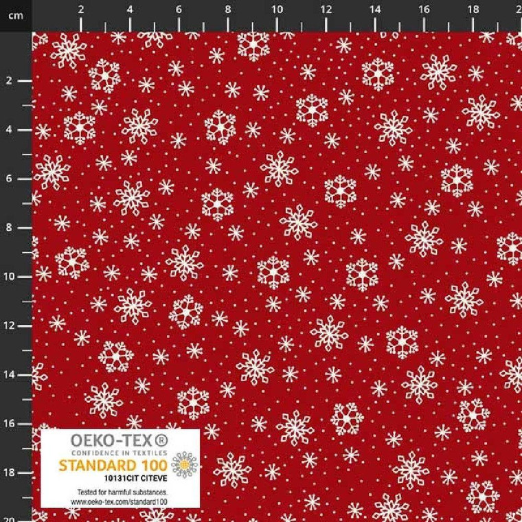 Stof European Quilting Winter Pingos Snowflakes & Dots Red Fabric By The Yard Stof European Quilting Winter Pingos Snowflakes & Dots Red Fabric By The Yard
