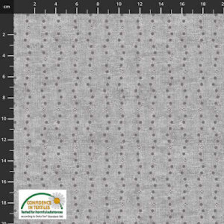 Stof European Basically Dots w/ Crosses Grey Cotton Fabric By The Yard