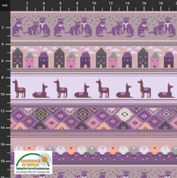 Stof European Knitting Nook Jaquard Knitted Pattern Purple Cotton Fabric By The Yard Stof European Knitting Nook Jaquard Knitted Pattern Purple Cotton Fabric By The Yard