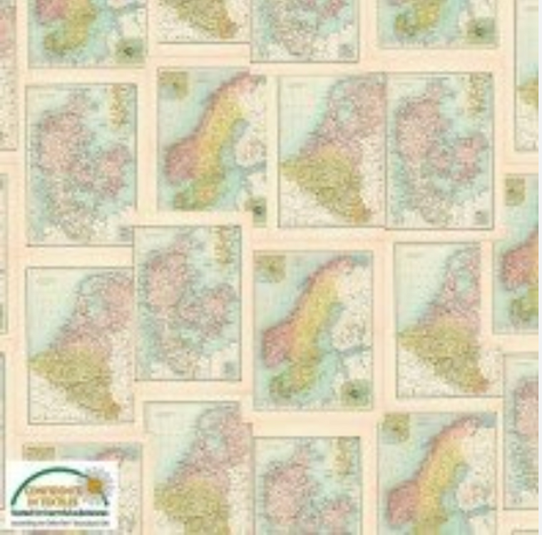 Stof European Quilting Old School Map Pages Beige Cotton Fabric By The Yard Stof European Quilting Old School Map Pages Beige Cotton Fabric By The Yard