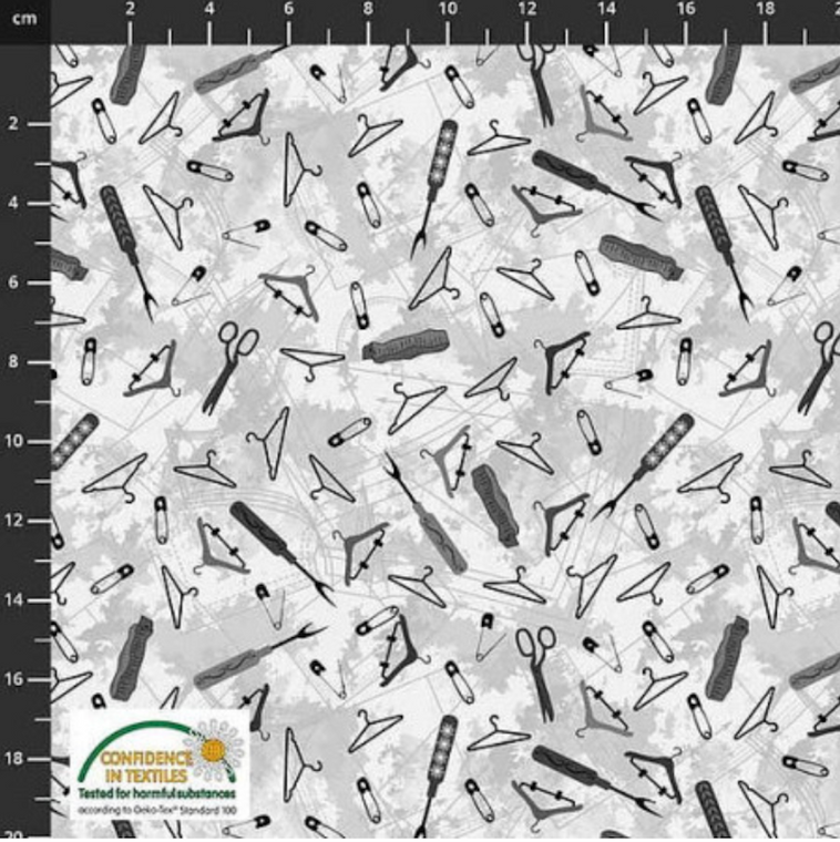 Stof European Sew Sew Sew It Sewing Equipment Grey Cotton Quilting Fabric By The Yard Stof European Sew Sew Sew It Sewing Equipment Grey Cotton Quilting Fabric By The Yard