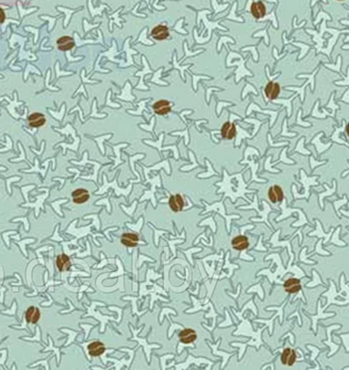 Stof European Coffee Bunnies Coffee Beans & Branches Turquoise Cotton Fabric By The Yard Stof European Coffee Bunnies Coffee Beans & Branches Turquoise Cotton Fabric By The Yard