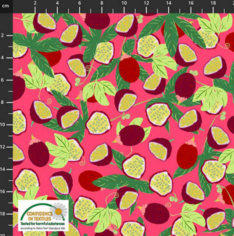 Stof European Garden Passion Passionfruit Red Cotton Fabric By The Yard Stof European Garden Passion Passionfruit Red Cotton Fabric By The Yard
