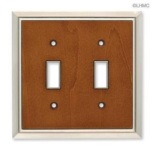 126456 Satin Nickel & Caramel Architect Double Switch Cover Plate