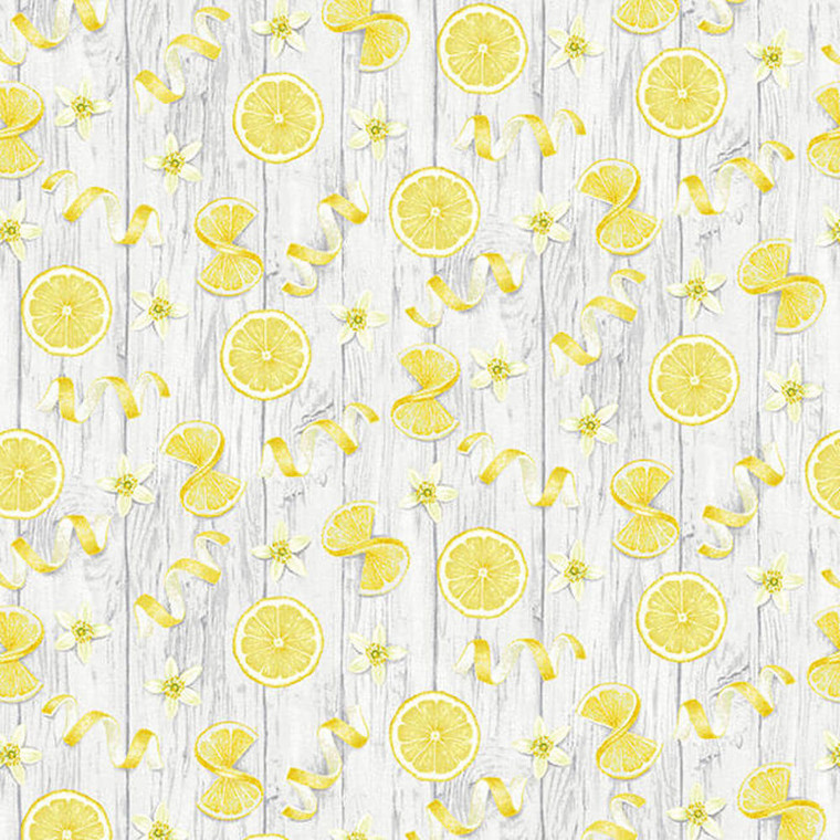 Henry Glass Fresh Picked Lemons Tossed Lemon Slices Yellow Cotton Fabric By The Yard