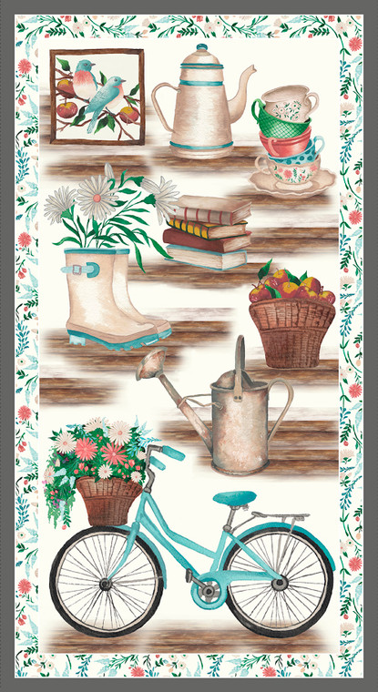 Blank Quilting Rural Fantasy 24" Cottage Core Ivory Cotton Fabric By The Panel Blank Quilting Rural Fantasy 24" Cottage Core Ivory Cotton Fabric By The Panel