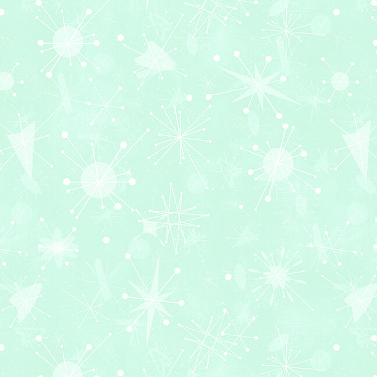 StudioE Snow Dog Express Snowflakes Mint Holiday Fabric By The Yard